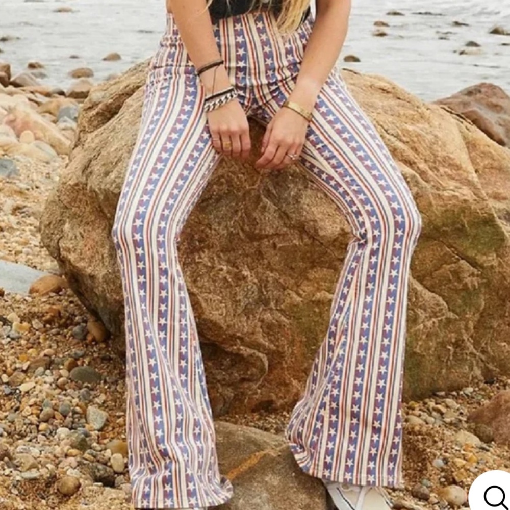We The people Free Star Striped Flare Pants - Red, Blue and White